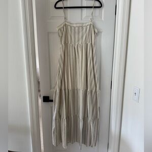 Lulu's Cream and Gray Maxi Dress